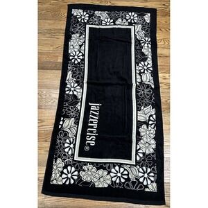 Vintage Jazzercise Beach Towel Floral Border Exercise 80s EUC 60" X 29"